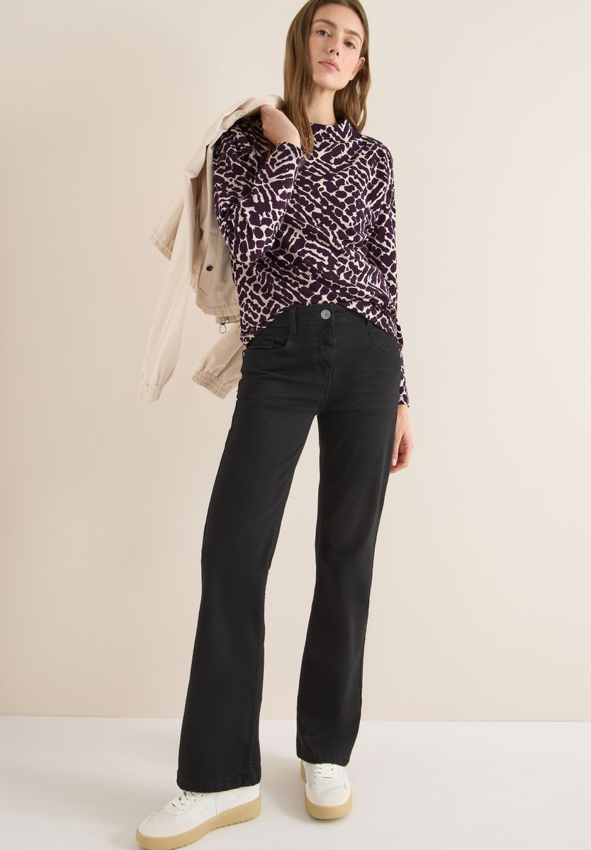 Print-Shirt mit Knopfdetails