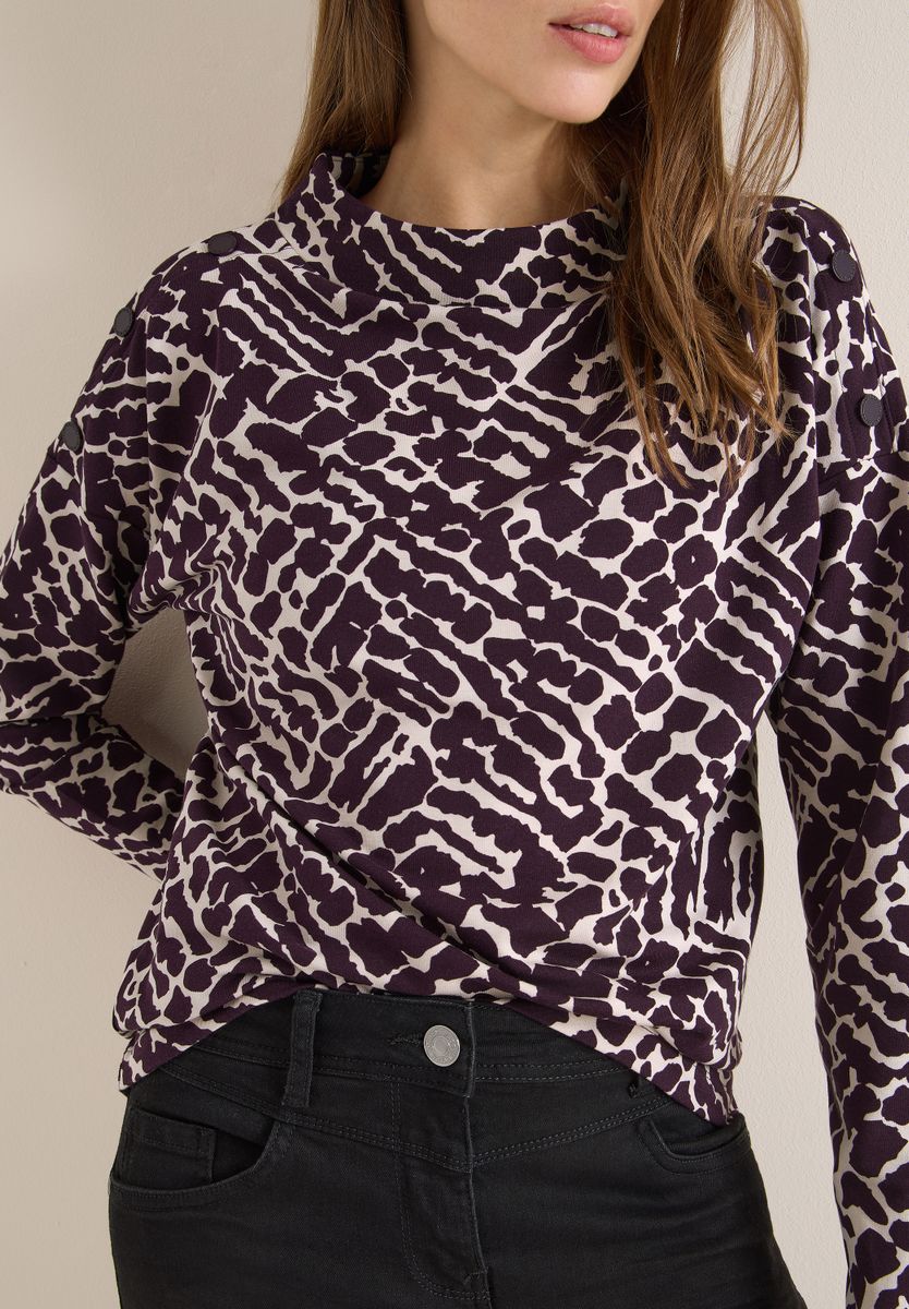 Print-Shirt mit Knopfdetails