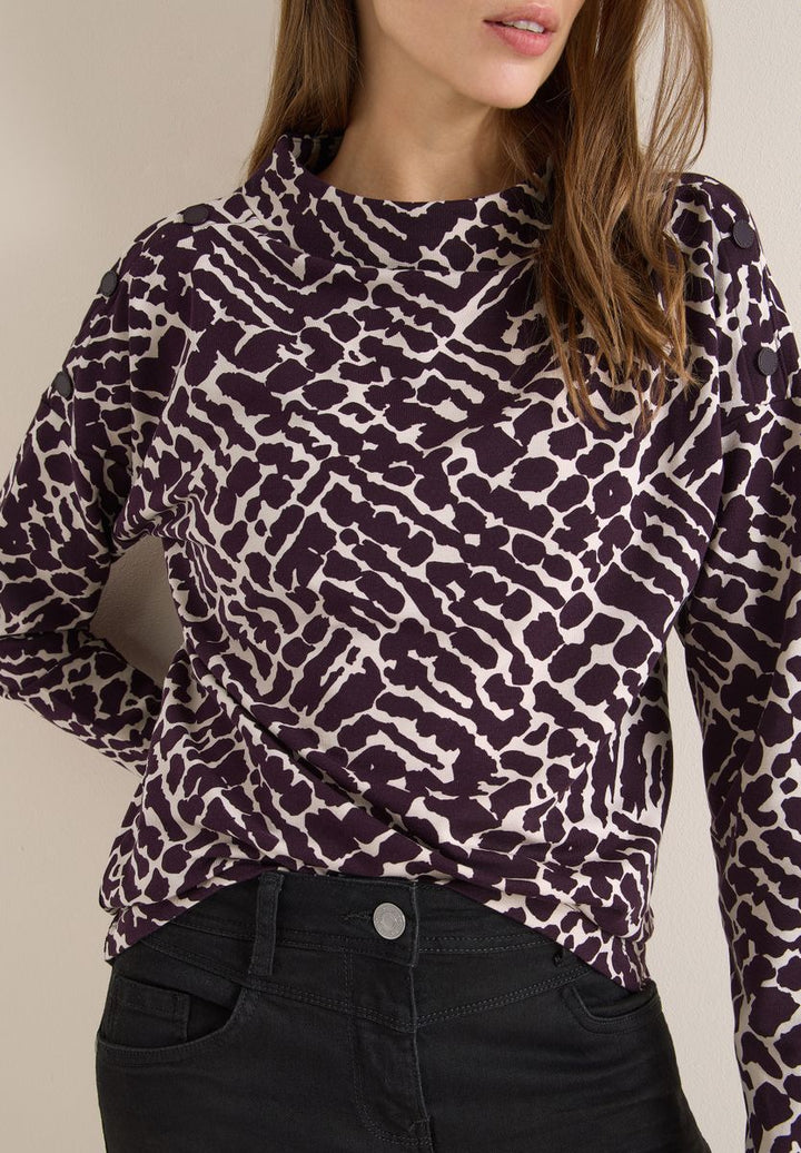 Print-Shirt mit Knopfdetails