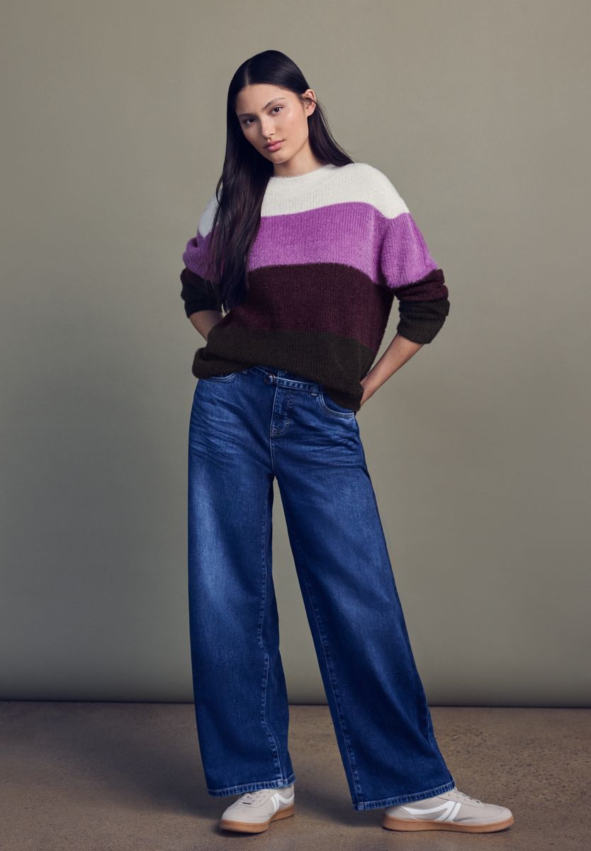 Streifen Federgarnpullover