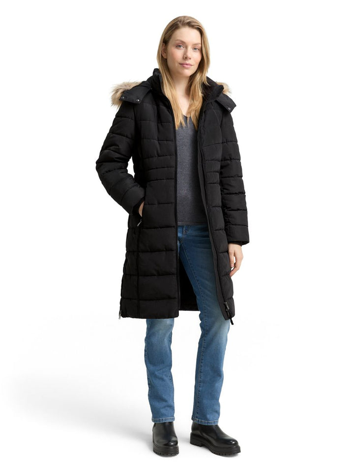 Puffer-Mantel mit abnehmbarer Kapuze