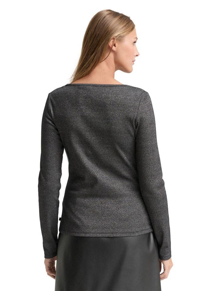 Slim Fit Langarmshirt mit Glitzer-Effekt