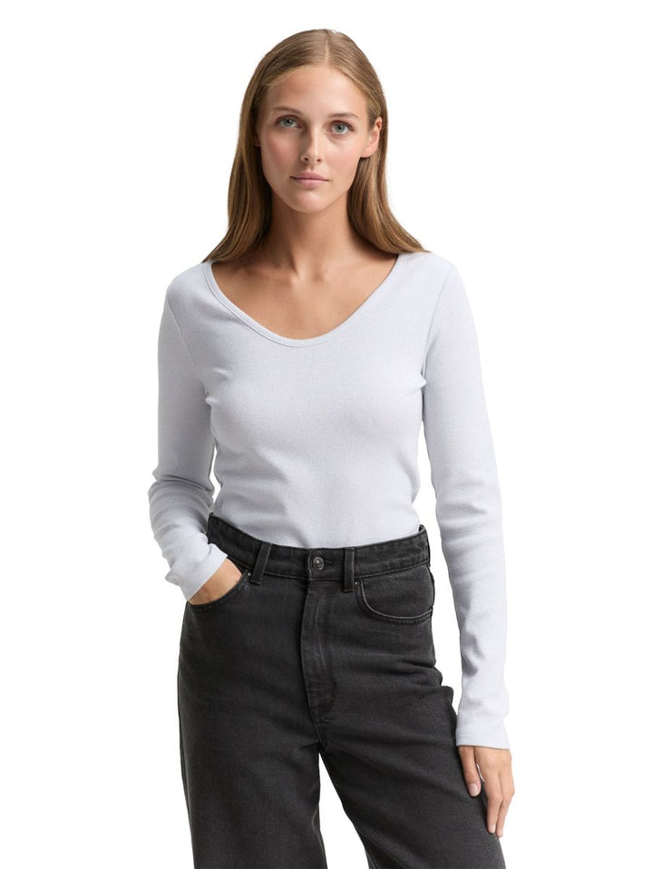 Slim Fit Langarmshirt mit Glitzer-Effekt