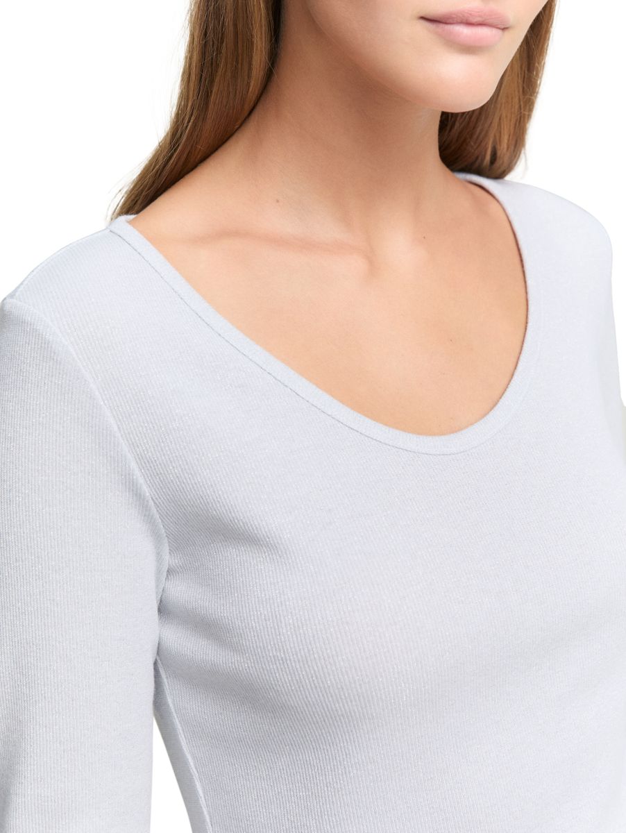 Slim Fit Langarmshirt mit Glitzer-Effekt