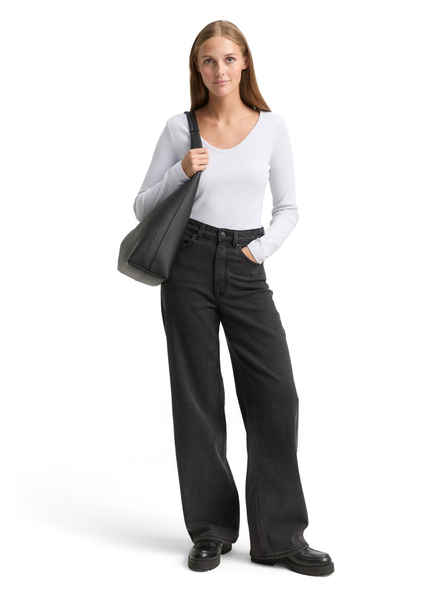 Slim Fit Langarmshirt mit Glitzer-Effekt