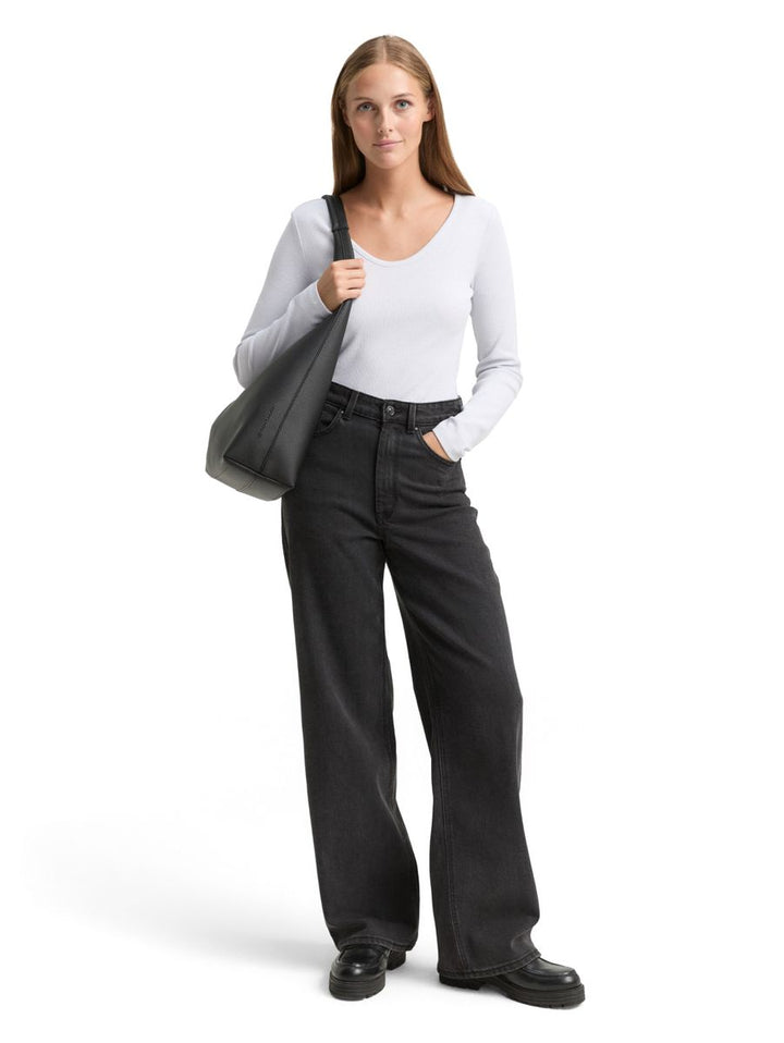 Slim Fit Langarmshirt mit Glitzer-Effekt