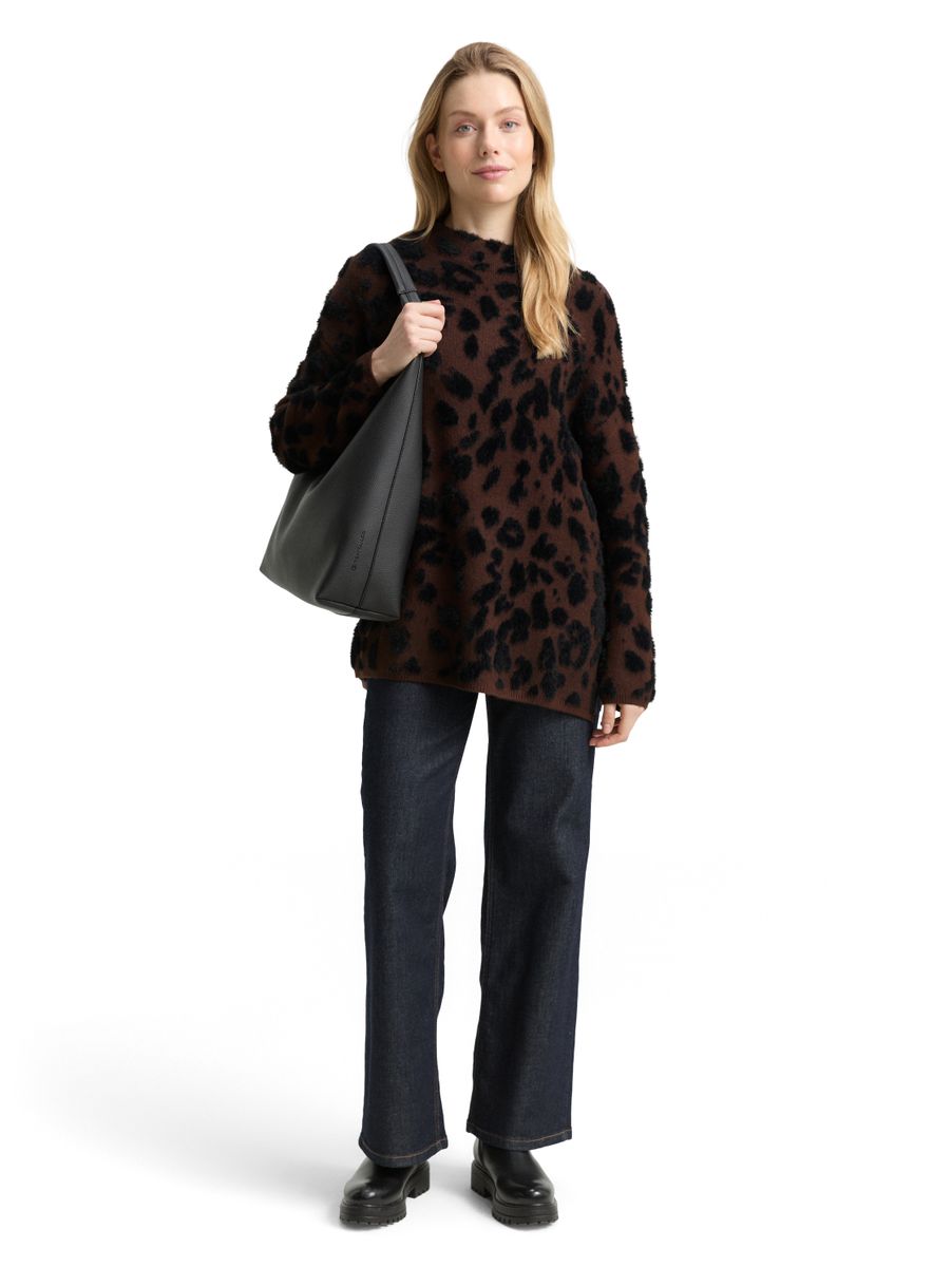 Oversize Strickpullover mit Leo-Muster