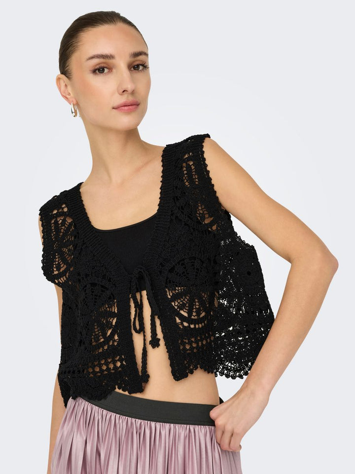 JDYVIC S/L V-NECK TIE VEST KNT