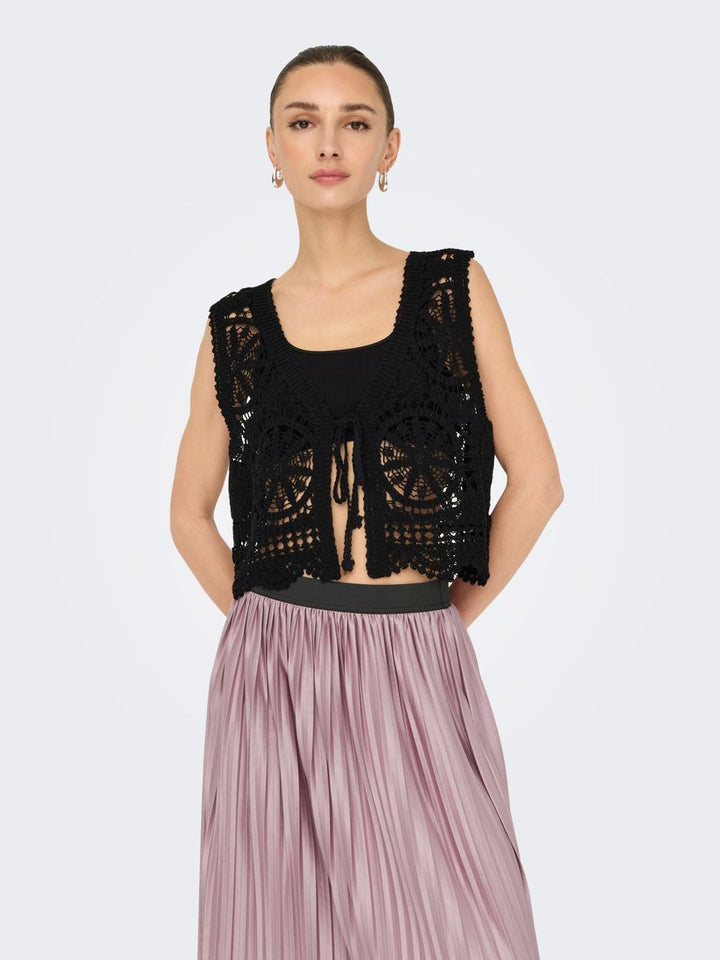 JDYVIC S/L V-NECK TIE VEST KNT