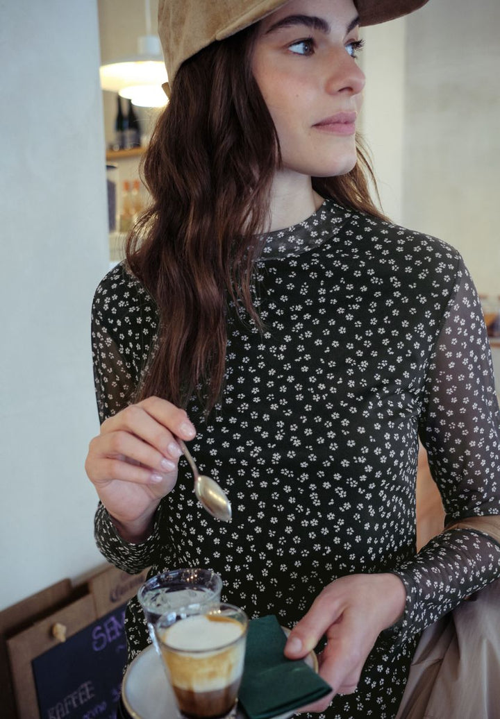 Gemustertes Mesh-Shirt