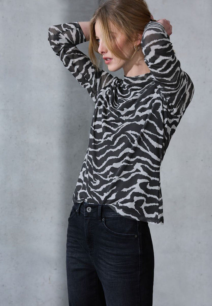 Gemustertes Mesh-Shirt