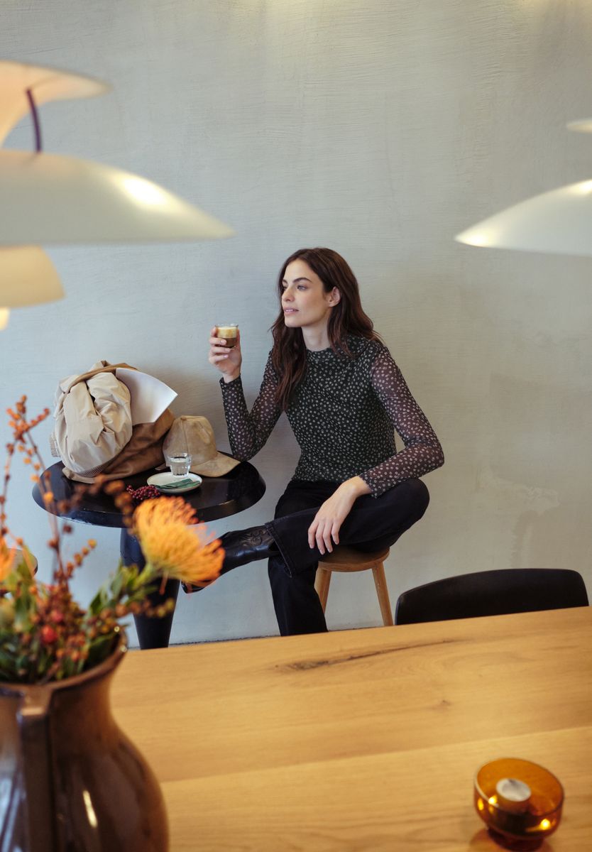 Gemustertes Mesh-Shirt