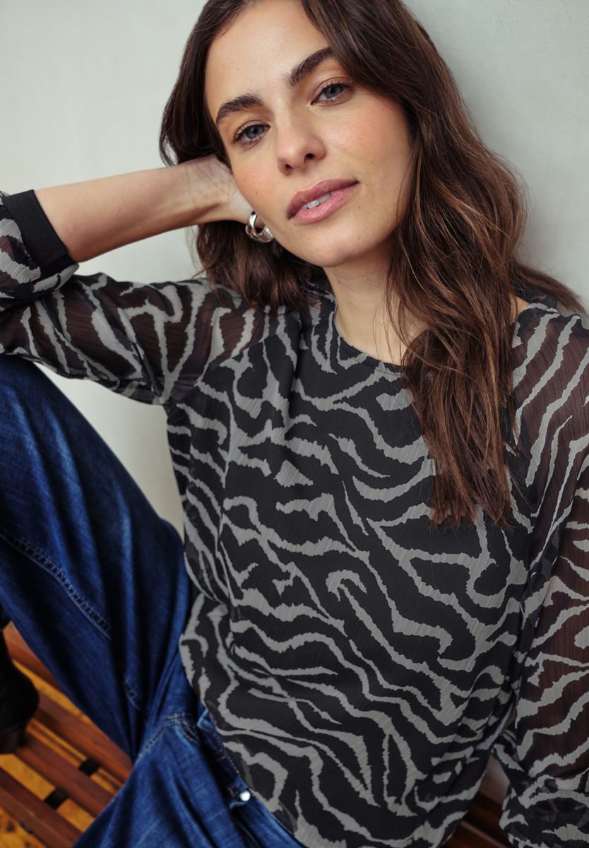 Chiffonbluse mit Zebra-Print