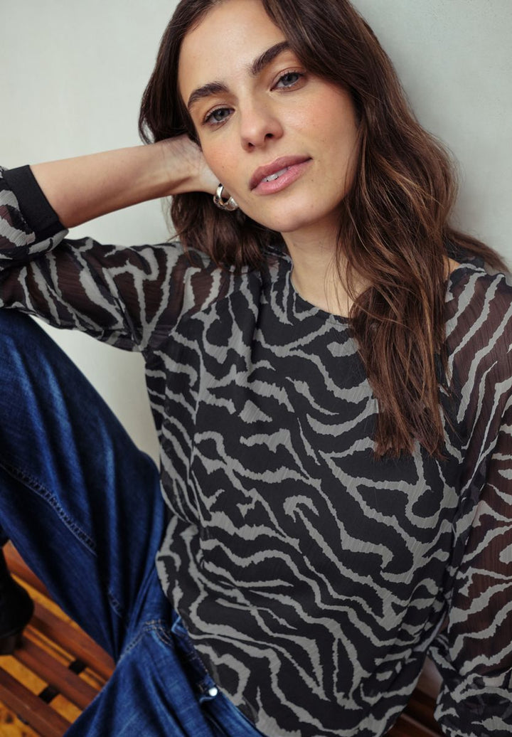 Chiffonbluse mit Zebra-Print