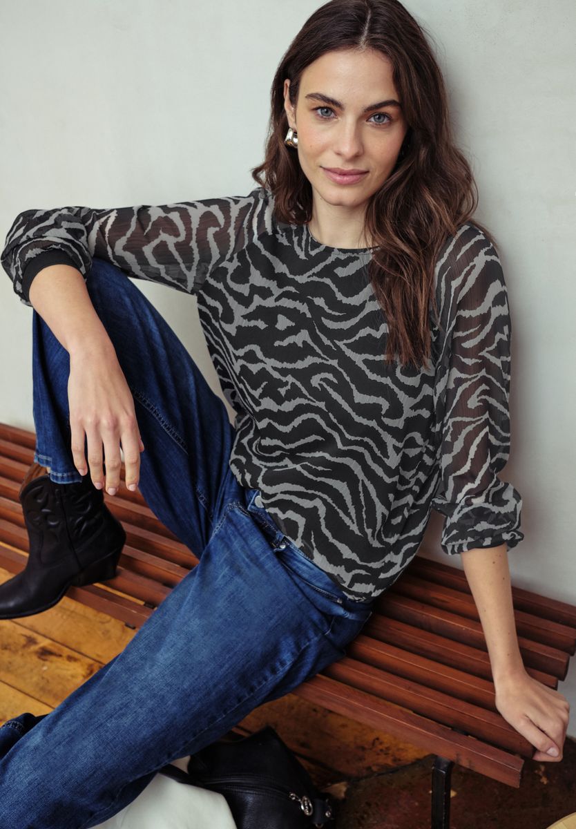 Chiffonbluse mit Zebra-Print