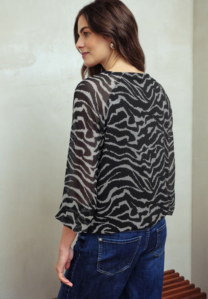 Chiffonbluse mit Zebra-Print
