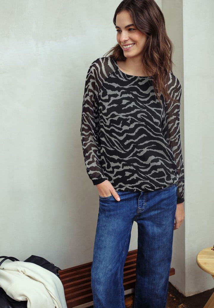 Chiffonbluse mit Zebra-Print