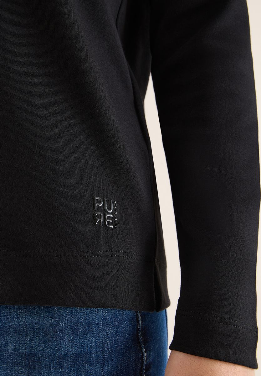 Funnelneck Shirt in Unifarbe