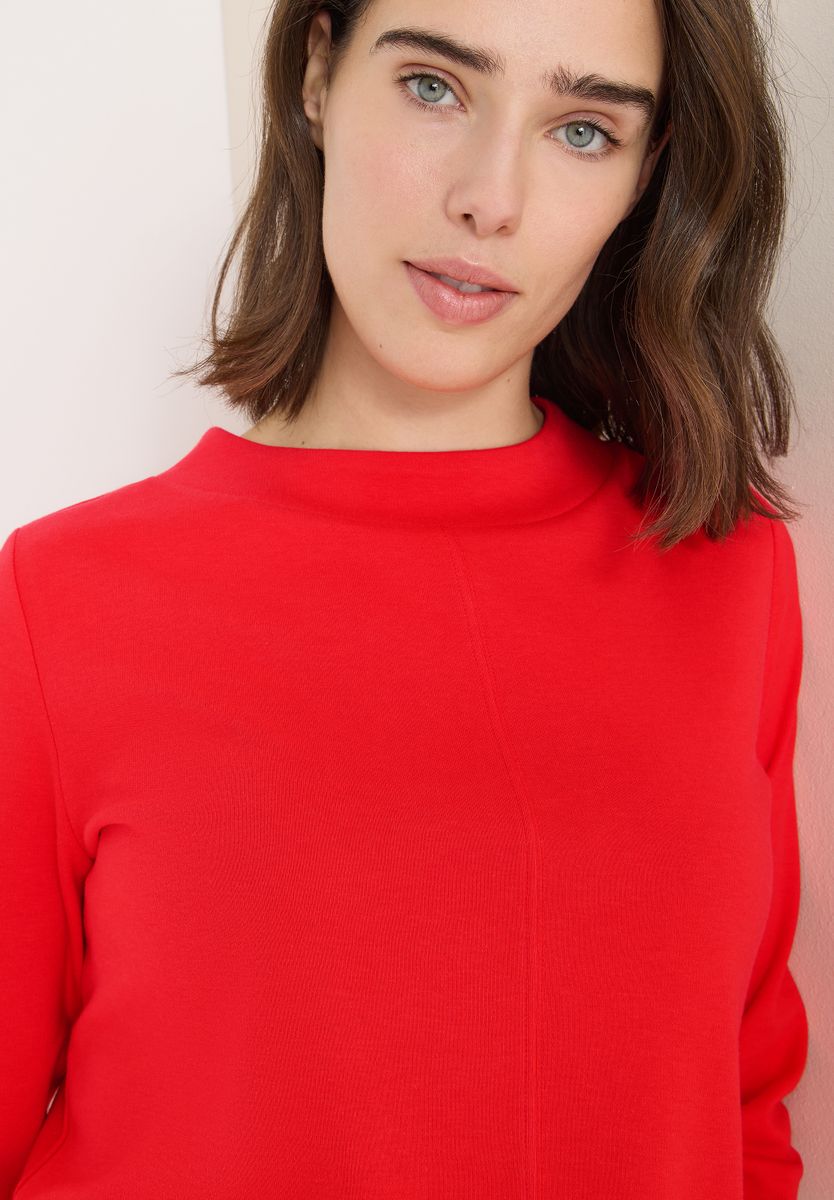 Funnelneck Shirt in Unifarbe