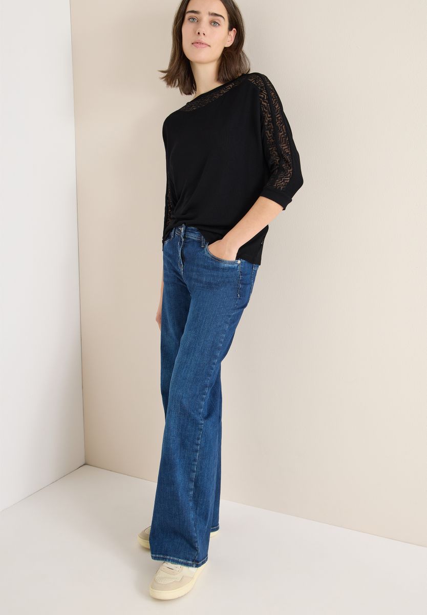 Batwing Shirt mit Mesh