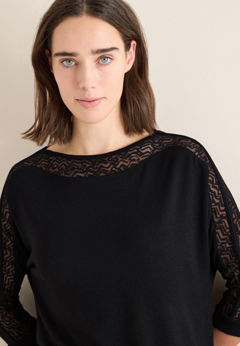 Batwing Shirt mit Mesh