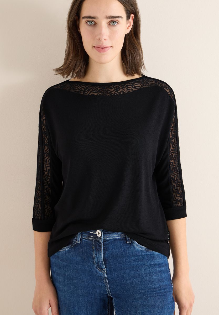 Batwing Shirt mit Mesh