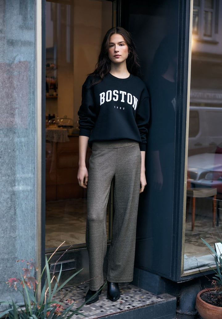 Melierte Wide Leg Hose