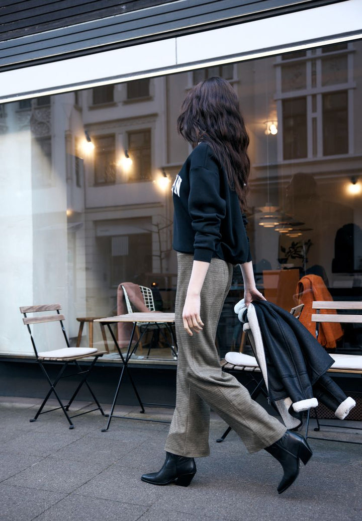 Melierte Wide Leg Hose