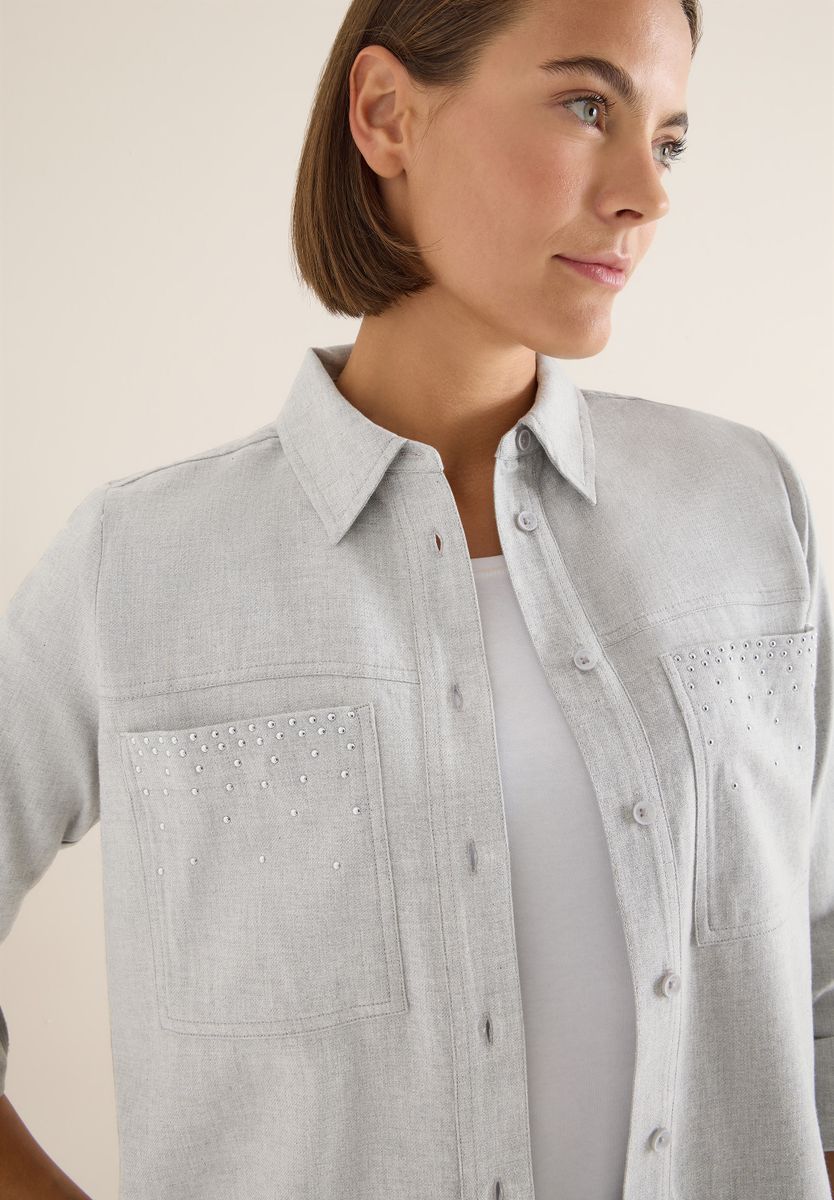 Flanellbluse mit Nieten