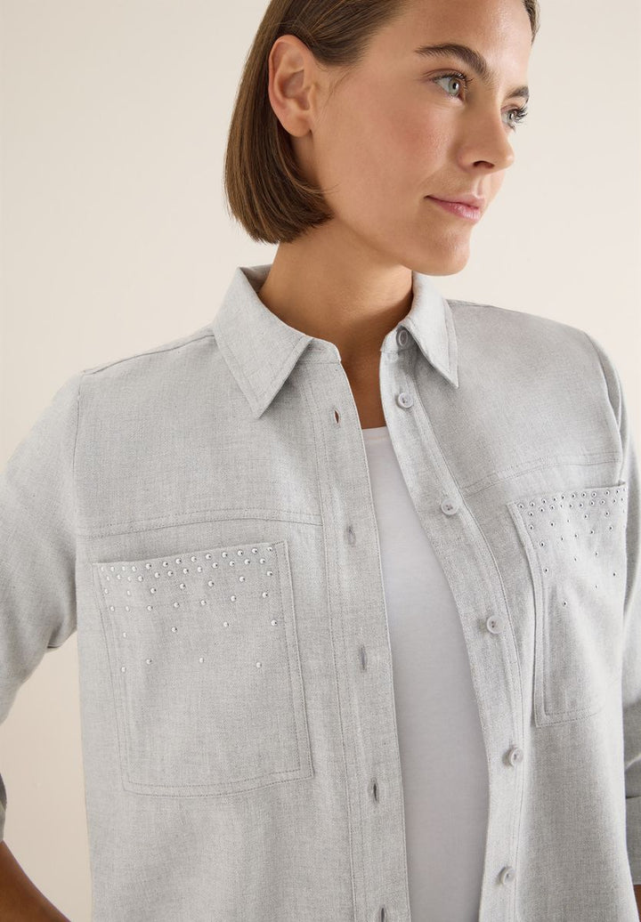 Flanellbluse mit Nieten