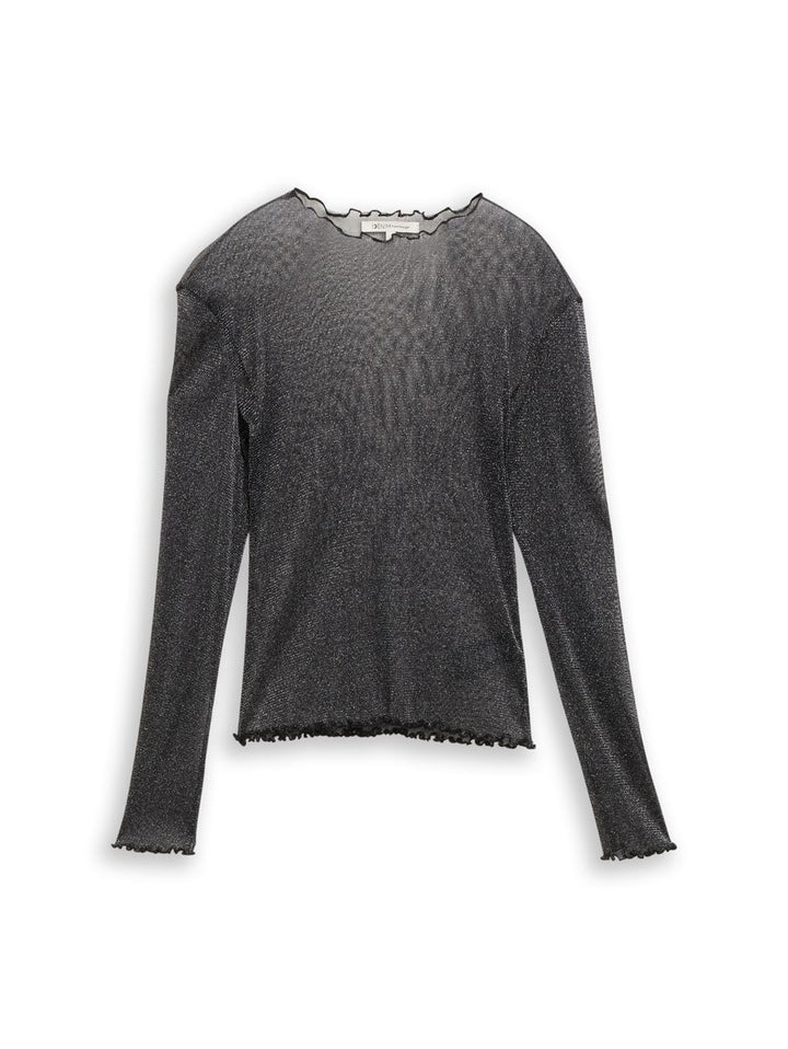 Mesh Langarmshirt mit Glitzer-Effekt