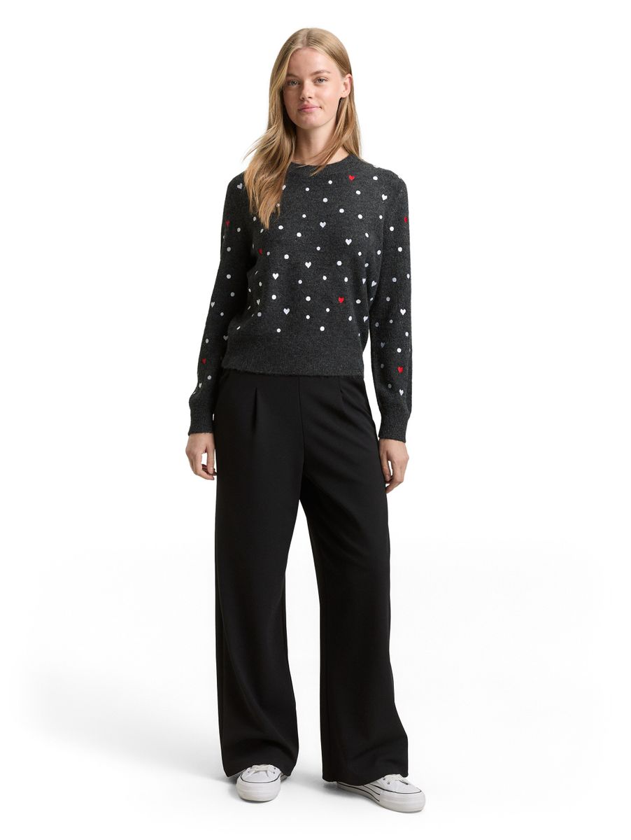 Relaxed Fit Strickpullover mit Stickereien