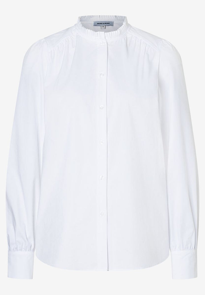 Bluse mit Stehkragen und R√ºsche