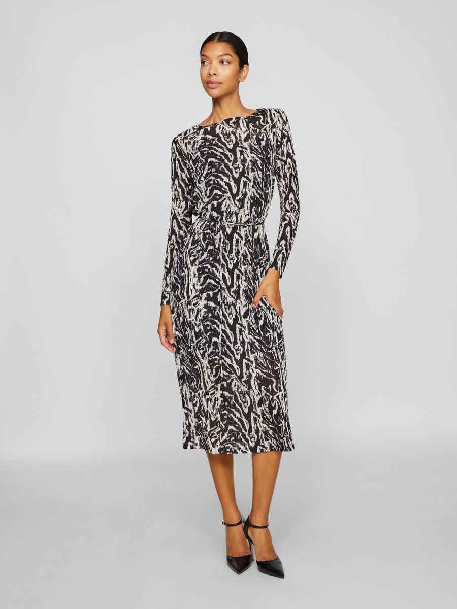 VILARINE NALA BOAT NECK L/S MIDI DRESS