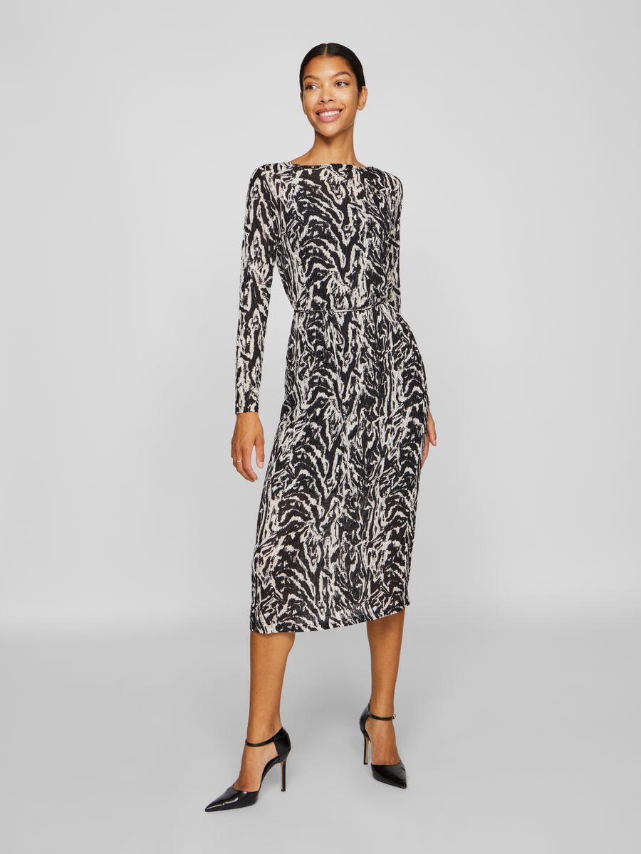 VILARINE NALA BOAT NECK L/S MIDI DRESS