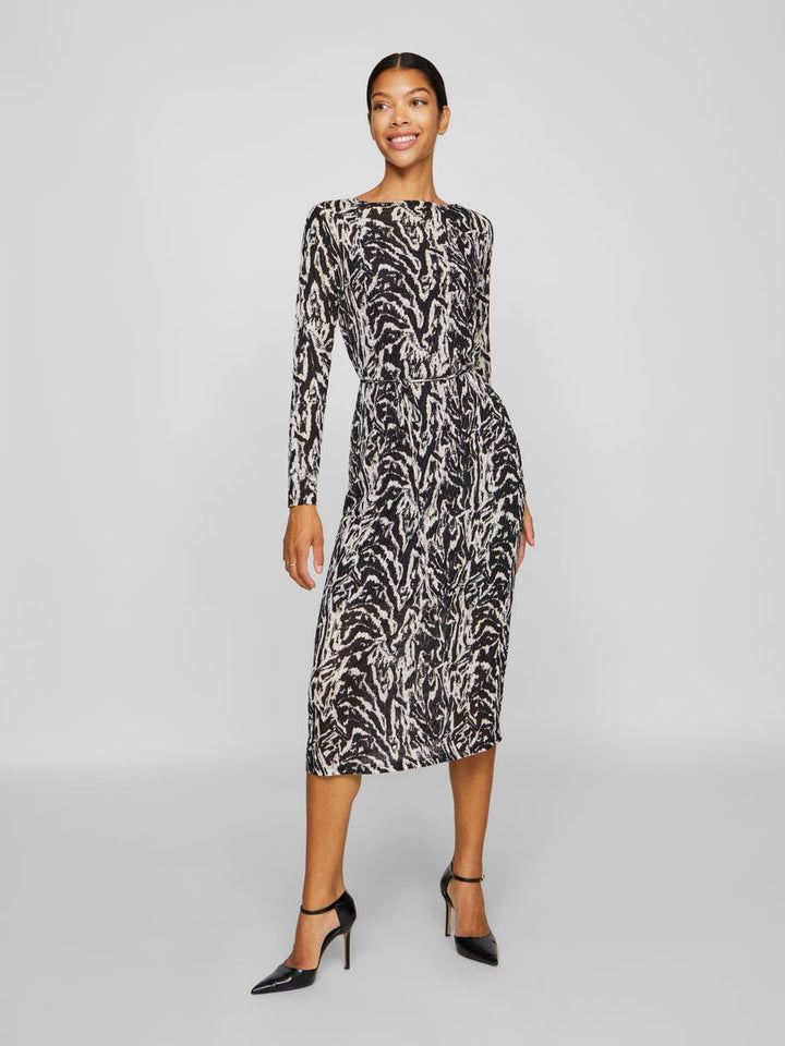 VILARINE NALA BOAT NECK L/S MIDI DRESS