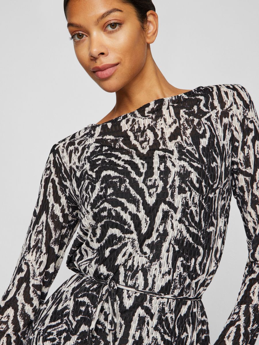 VILARINE NALA BOAT NECK L/S MIDI DRESS