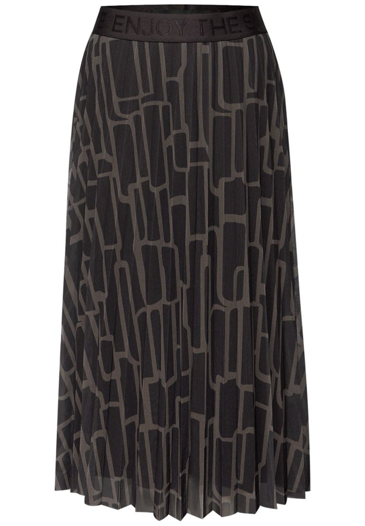 Mesh Plissée Rock mit Print