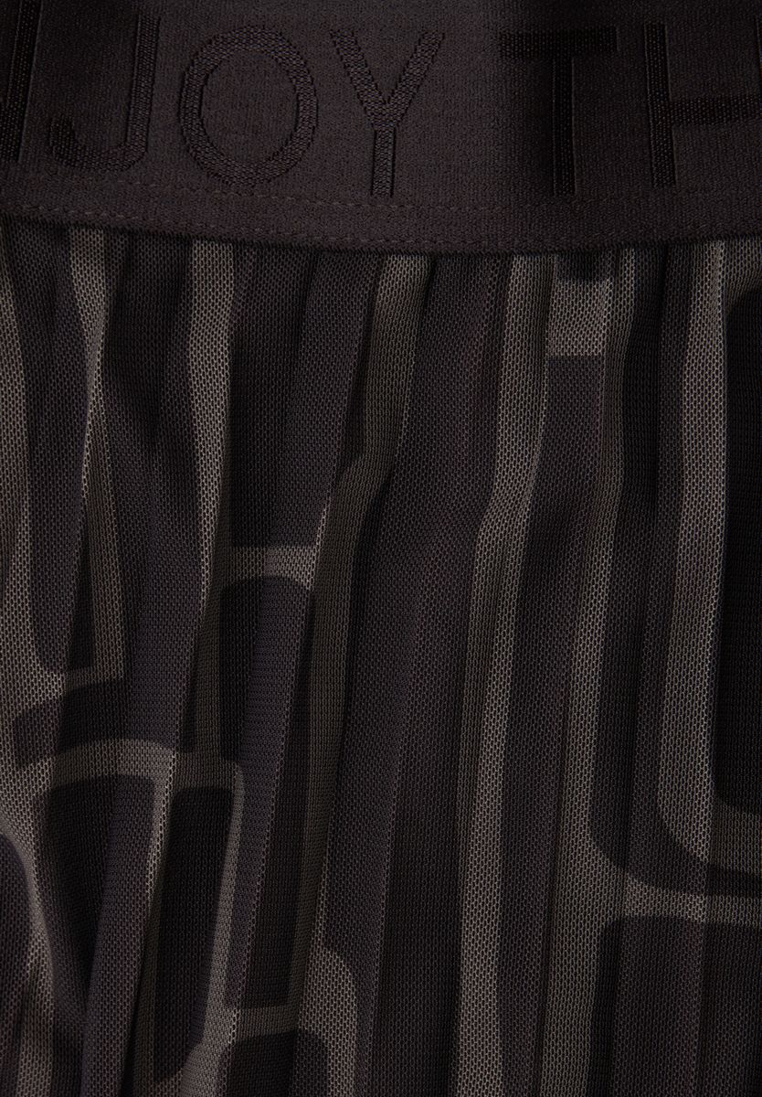Mesh Plissée Rock mit Print