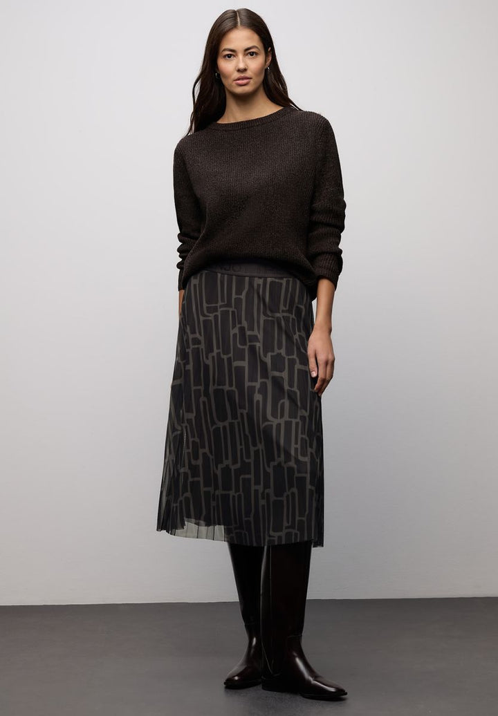 Mesh Plissée Rock mit Print