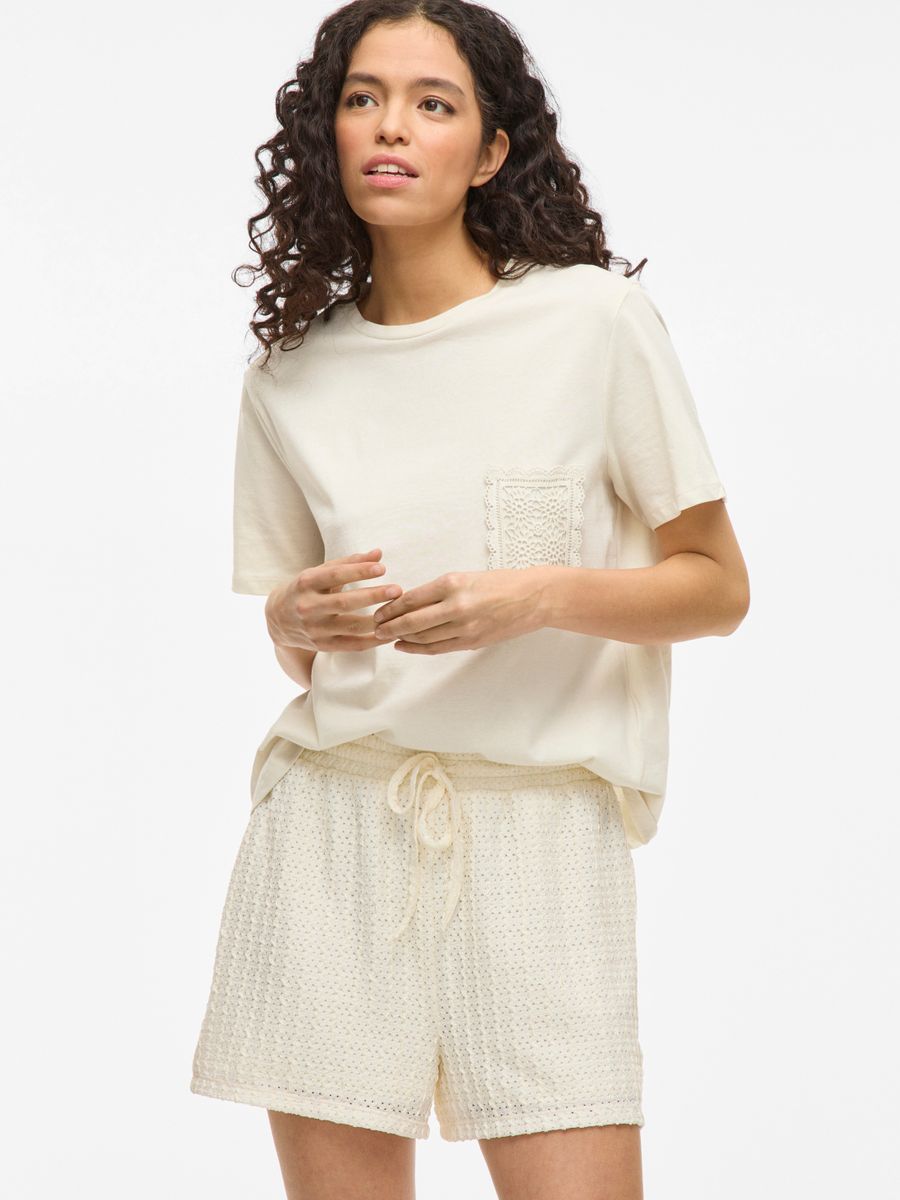 VIVIRINA CROCHET O-NECK S/S TOP