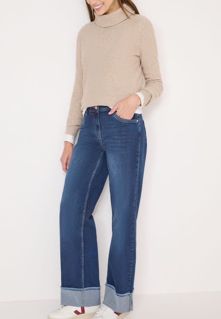 Wide Leg Washed-Look Jeans