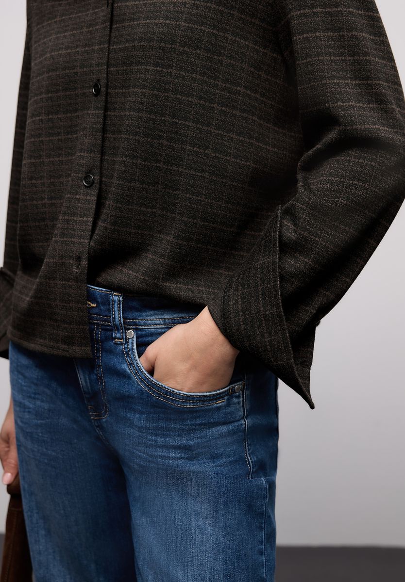 Karierte Jacquard Hemdbluse