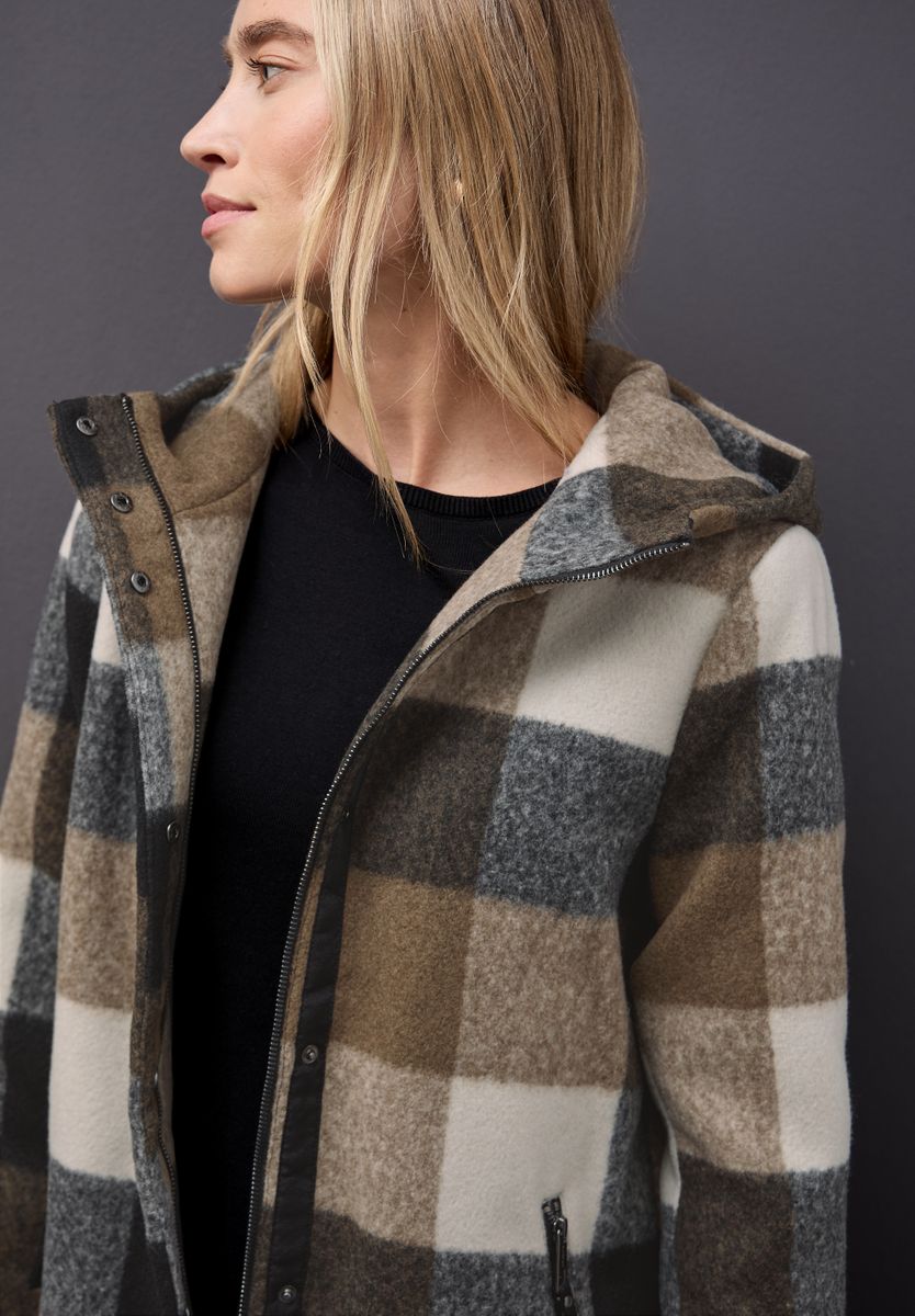 Karierte Jacke mit Kapuze
