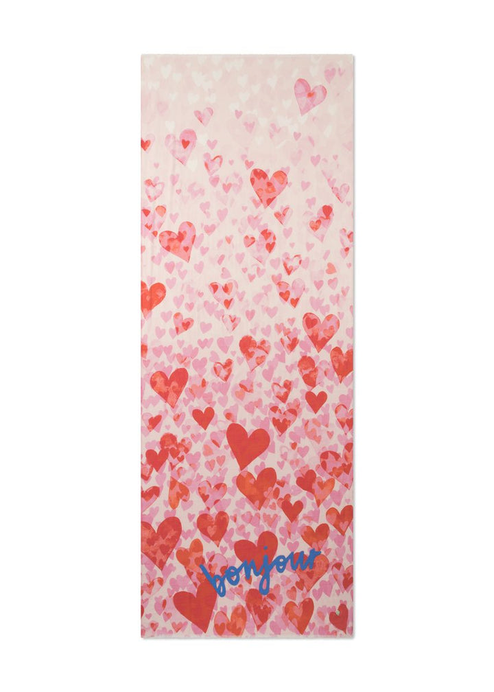 Schal aus feiner Modal-Baumwoll-Mischung mit gedrucktem Herzmuster