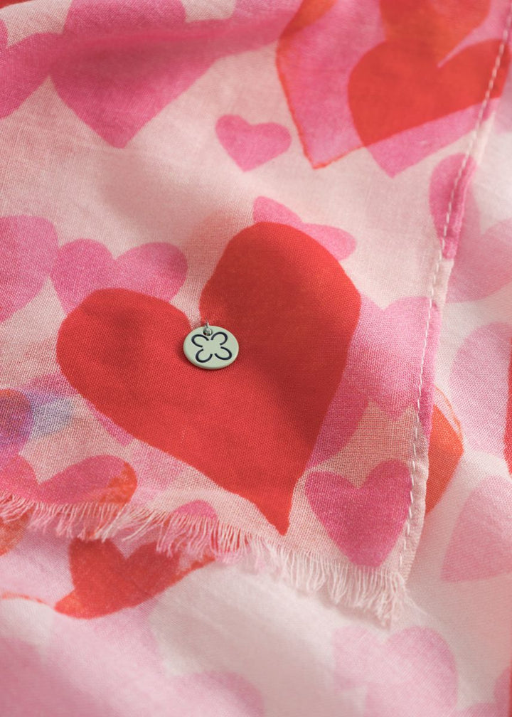 Schal aus feiner Modal-Baumwoll-Mischung mit gedrucktem Herzmuster