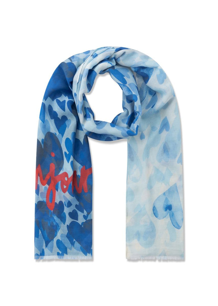 Schal aus feiner Modal-Baumwoll-Mischung mit gedrucktem Herzmuster