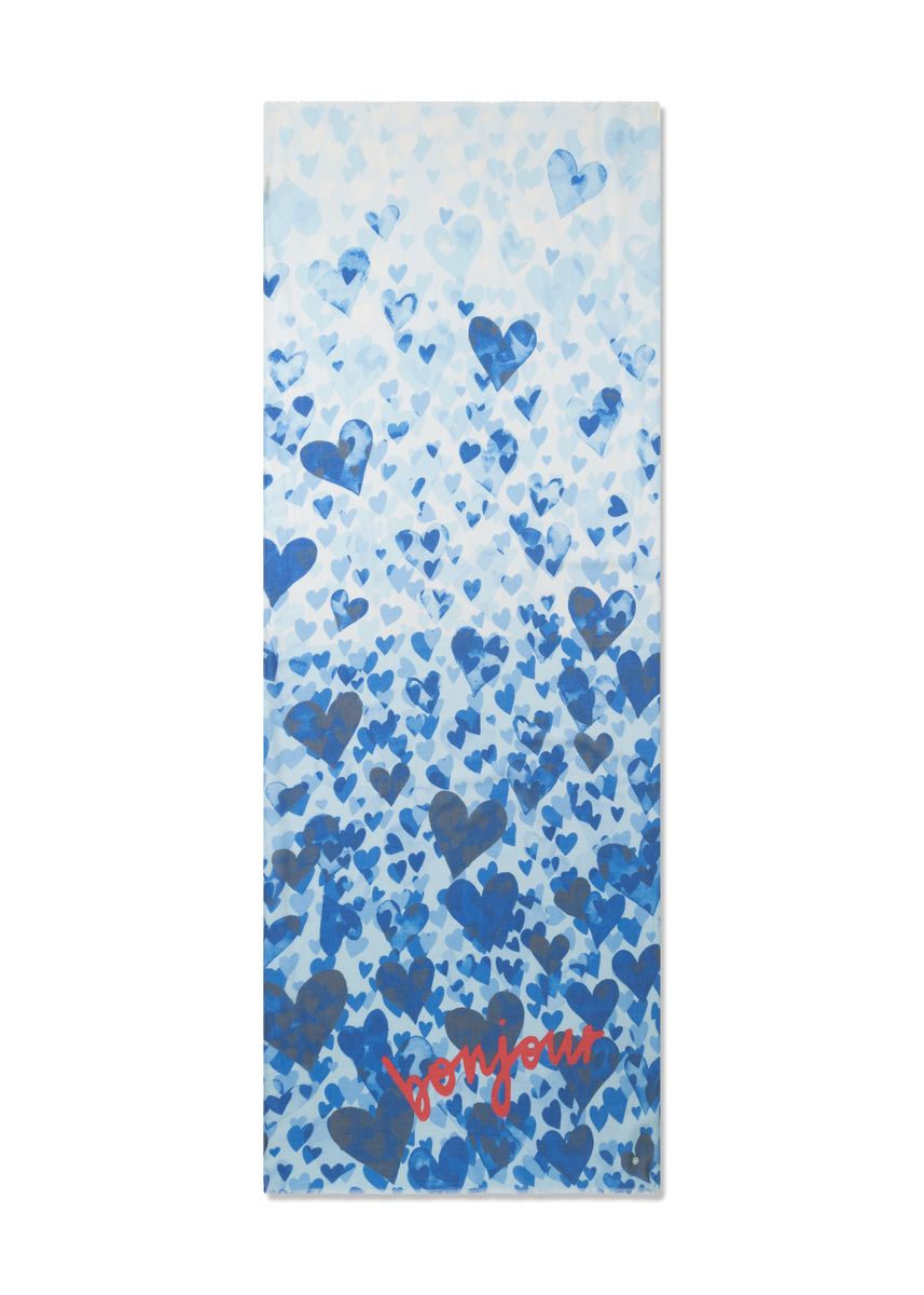 Schal aus feiner Modal-Baumwoll-Mischung mit gedrucktem Herzmuster