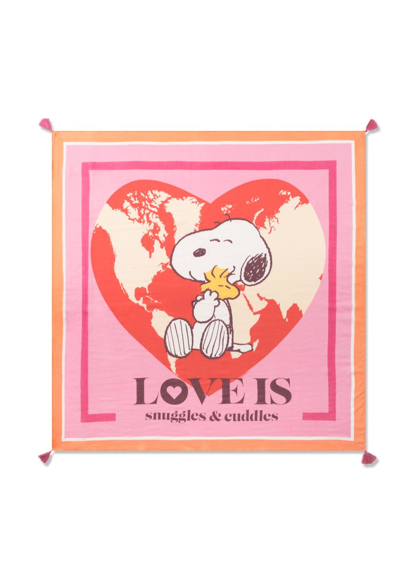 Peanuts Tuch aus feiner Modal-Baumwoll-Mischung mit Snoopy-Herz-Motiv