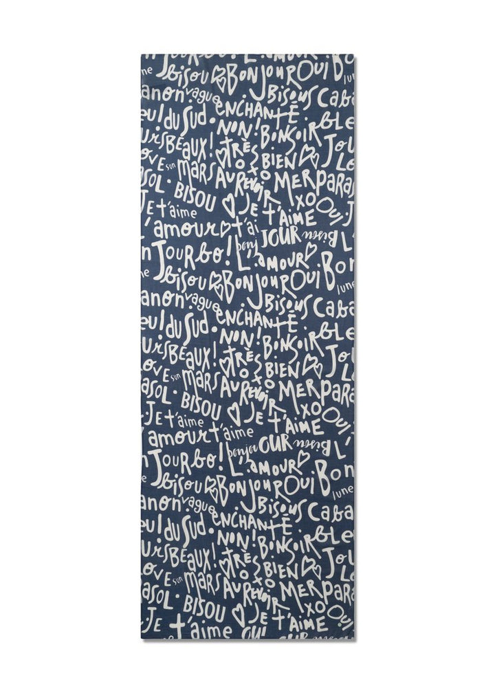 Schal aus feiner Modal-Baumwoll-Mischung mit französischen Schriftzügen